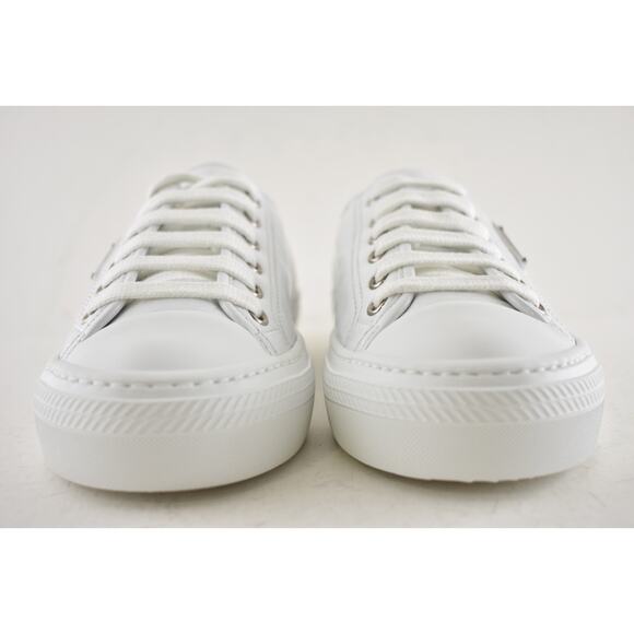 Prada Smash Naplak White Patent Logo Lace Up Flat Low Top Trainer Sneaker 41.5 - Picture 10 of 16